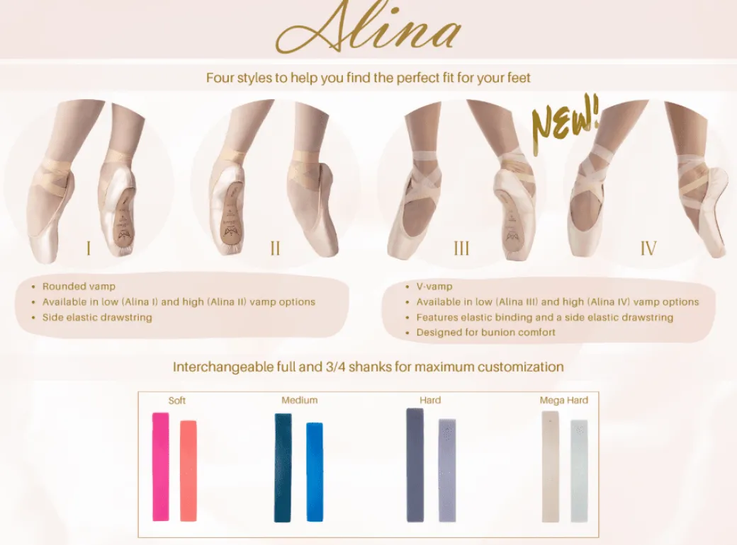 Alina Pointe Shoe Removeable Shanks Full Normal