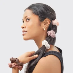 Assorted Textured Scrunchies 5pc Set Terracotta