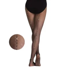 Body Wrappers Adult Rhinestone Seamed Fishnet Tights