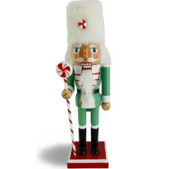 Candy Cane Green Peppermint Nutcracker White Fur Hat 10in