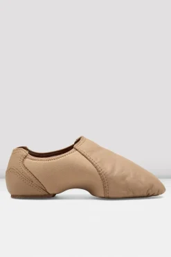 Childrens Spark Leather & Neoprene Jazz Shoes Tan