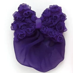 Dasha Rosette Bow with Snood Purple