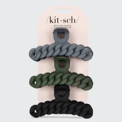 Eco-friendly Chain Claw Clip 3pc Set Black/Moss