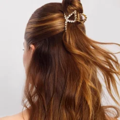 Metal Rhinestone Loop Claw Clip 1pc- Gold