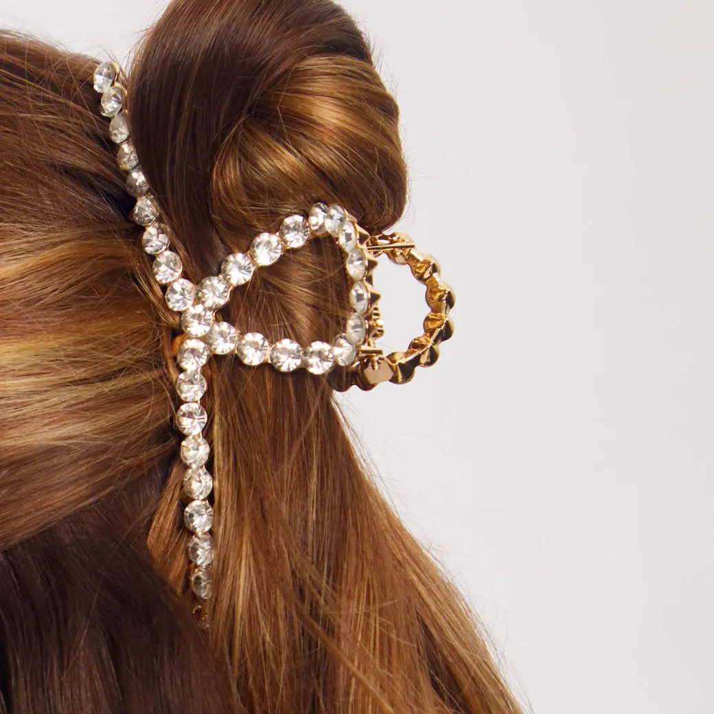 Metal Rhinestone Loop Claw Clip 1pc- Gold