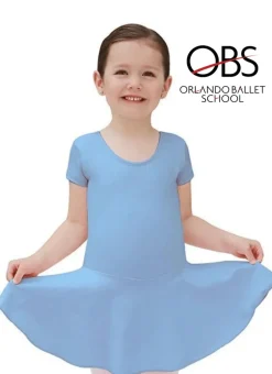 Orlando Ballet Primary A&B Light Blue Short Sleeve Dance Dress with Logo