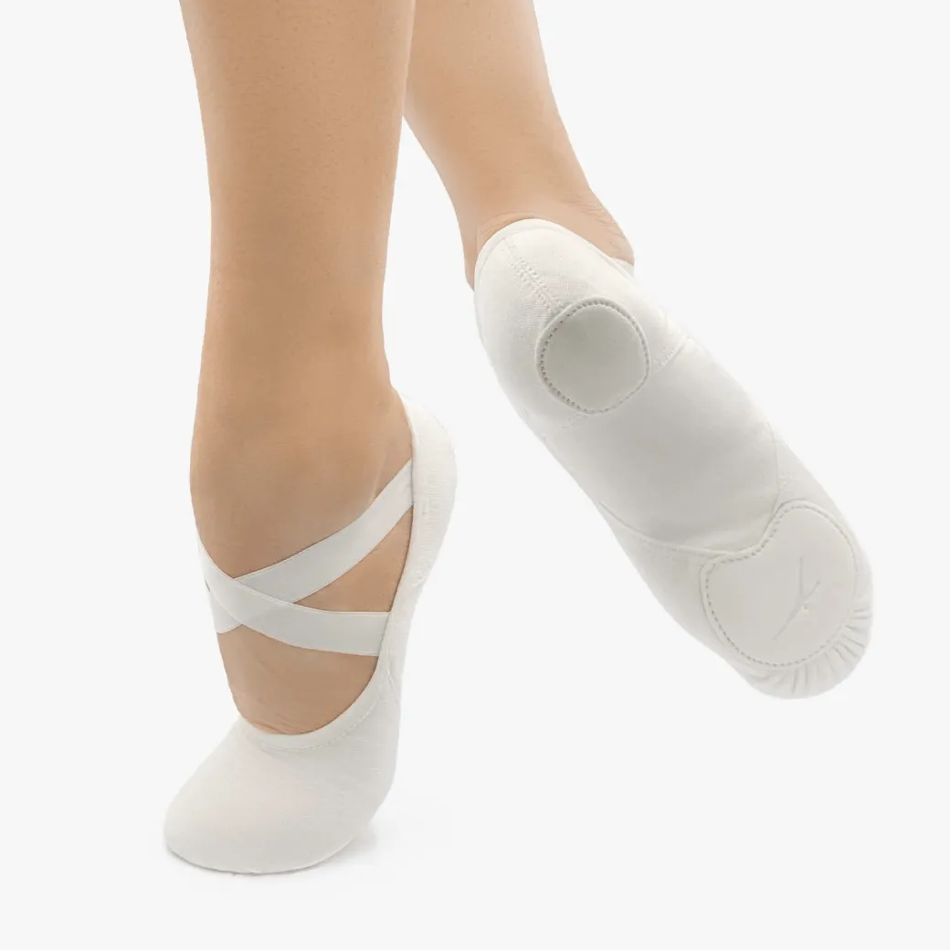 So Danca Diamond Vegan Stretch Canvas Split Sole Ballet Shoe White